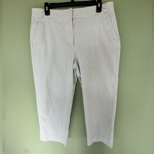 Talbot’s Heritage Dress Pant Trouser White Pinstripe Size 14 Office Formal NWOT 